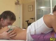 Cute chick bounds on hard cock