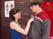 Girl rides a mature dick