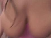 Dazzling busty babe gives handjob