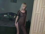 Blonde russian in shoes stripping