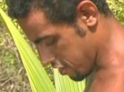 Unique gangbang sandwidch in a forest