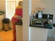 Busty Blonde Pantyhose Wife In Her Kitchen Fingers Her Pussy