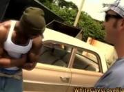 Muscley interracial thug gets hot