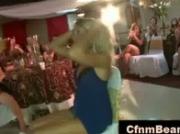 Wild babes suck CFNM stripper at CFNM party