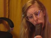 Blonde girl sucks BBC for the first time