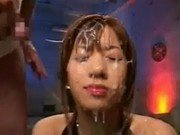 Japanese Slut Gets Covered with Cum from Two Guys
