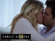 FAMILY SINNERS - Skinny Blonde Seduces Her Auntâ€™s Husband And Bounces On His Cock On The Couch