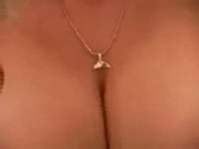 Blondie creams up her tits on cam f73