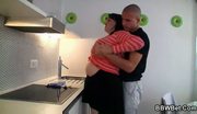 Huge bitch is banged at the kitchen
