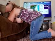 The ultimate cheat code. Gamergirl living the dream. Big tits BJ & Swallow