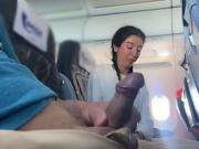 Crazy Risky Handjob until Cum in Public Airplane