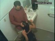 Spying sucking girl in public toilet