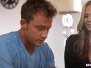 Milf Julia Ann Helps Big Cock Stepson Penetrate Halle Von's Tight Pussy