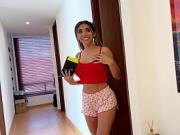 The naughty stepdaughter relieves her stepfather's stress by letting him fuck her ass!