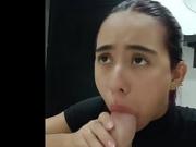 hot guy lets his stepsister in and gives her good oral sex until he cums in her mouth