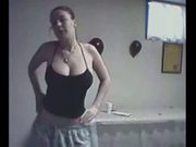 Busty amateur teen stripping on cam