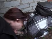 REAL fast risky blowjob behind the garages. CUMMED MOUTH FULL AND MADE HER SWALLOW