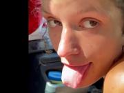 Compilation video of a real hooker letting a guy cum in her mouth - each time she sucks off every drop