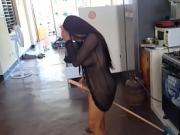 LEAKED VIDEO - Famous Mexican influencer masturbating in the kitchen with a broomstick