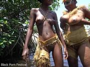Tribal african girls performing wild sex ritual on me by the river