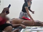 Happy ending spa massage infront of customer lady