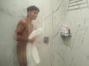 Big ass stepmom ends up fucking her skinny stepson after snooping on him in the shower
