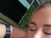 Mouth fucking a blonde teen beauty and filling her throat with cum