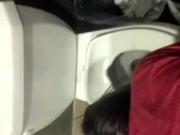 Slutty coworker gets doggy fucked in toilet
