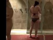 Sexy nude moms filmed in public shower