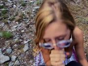 Busty blonde jumped and fucked in woods