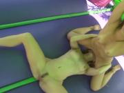 Blonde babe fucks her slut french neighbor with a toy