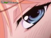 Hentai busty young girl in stockings fucks her pussy at Topheyhentai.com