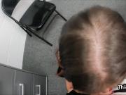 Mature blows mall cop and ex husband at the office