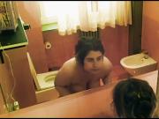 Chubby Arab sister filmed in the bathroom