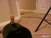 Pierced brunette exgirlfriend Andi playing with a sybian