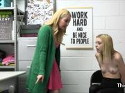 Guard wants to pound two blondes at once on his office desk