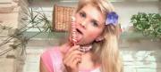 Sexy Blonde Girl Pleasures Her Butt-Hole Using A Lollipop