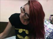 Cute Skinny Redhead with Glasses Struggle