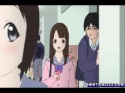 Cute hentai schoolgirl group sucking dicks