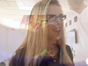 Hot blonde babe with glasses gets fucked by nasty man
