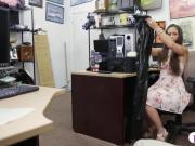 Brunette babe pounded by pawnshop owner in the office