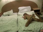 Asshole of babe filled in hotel room with big cock