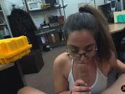Lady with glasses banged by pawn keeper at the pawnshop