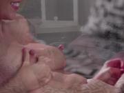 Busty blonde lets her babysitter tastes her milk and pussy