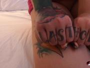 Tattooed bombshell Adel Asanti sucking a thick cock