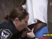 Horny MILFs in uniform are ready to arrest and fuck hard with this BBC they found on the street!