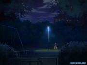 Gay anime lovers secretly kiss and make out in the outdoor forest