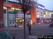 Horny blonde teen sucking dick in mall center