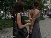 Gagged German slave fucked in public
