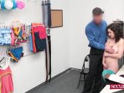 Cute teen thief gets caught stealing from the pervert guard that wants to fuck her